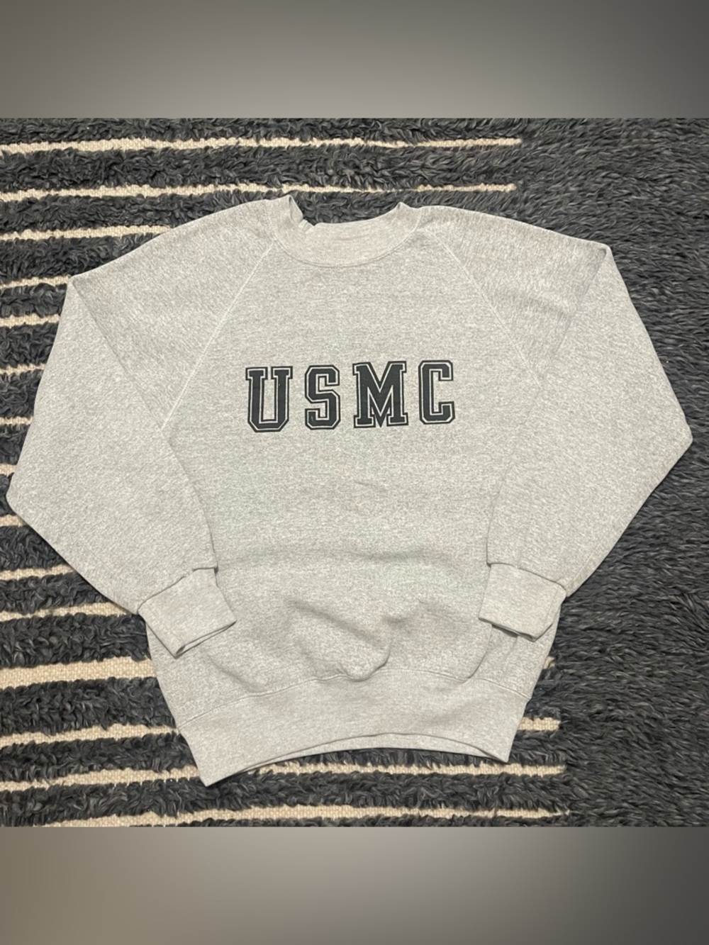 Vintage 80s USMC Grey Made In USA Crewneck Sweatshirt Size Medium